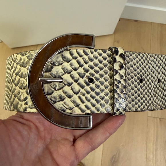 Banana Republic Other - Banana Republic Snakeskin Belt with Brown Wood look and Silver Buckle